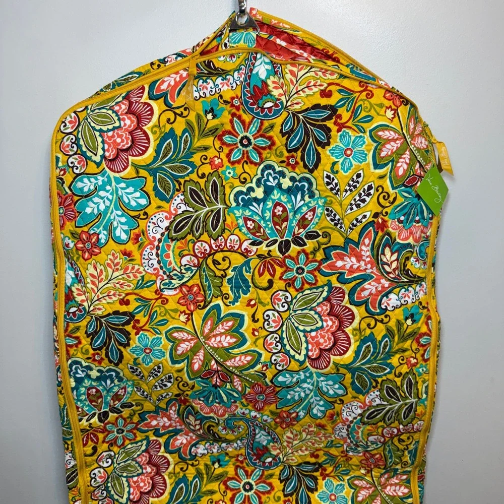 Vera Bradley Provencal Quilted Cotton Garment Bag Floral Paisley Yellow NWT